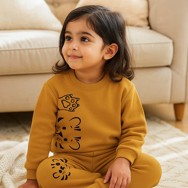 Premium Quality "Tiger" Printed Fleece Sweat Suit For Kids