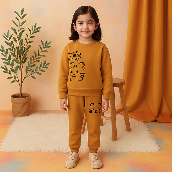 Boys/Girls Tiger Printed Fleece Tracksuit (1-6)Y