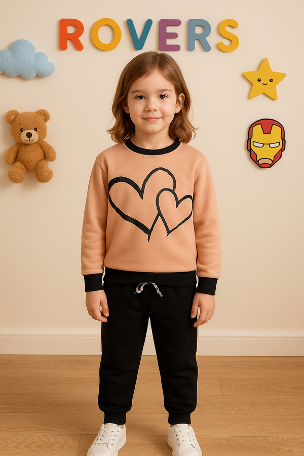 Girls Heart Printed Fleece Tracksuit (1-6)Y