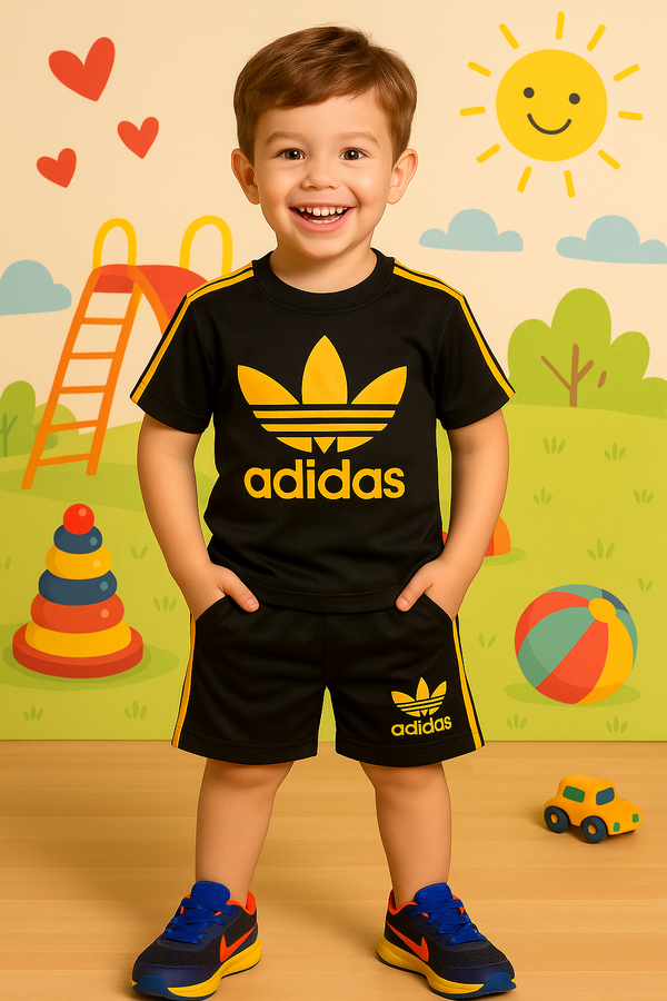 Kids' Adidas Black Sports Set – Polyester Activewear (1-10)Y