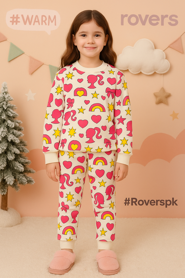 Girls Barbie Full-Body Printed Fleece Tracksuit (1-10)Y