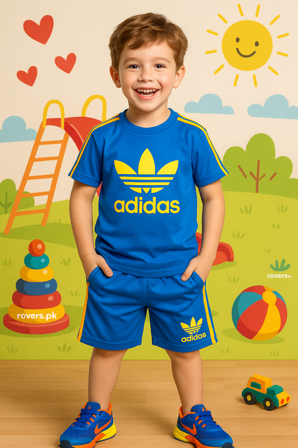 Kids' Adidas Blue Sports Set – Polyester Activewear (1-10)Y