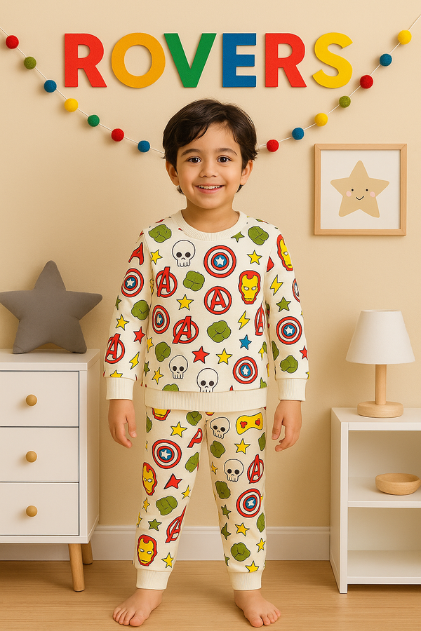 Boys Marvel Full-Body Printed Fleece Tracksuit (1-10)Y