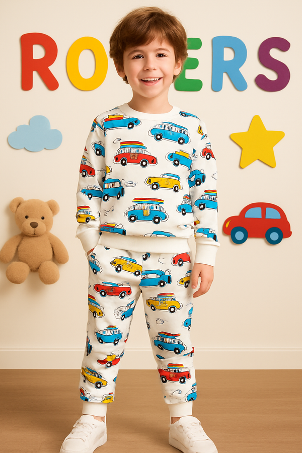 Boys Car Printed Fleece Track suit (1-10)Y