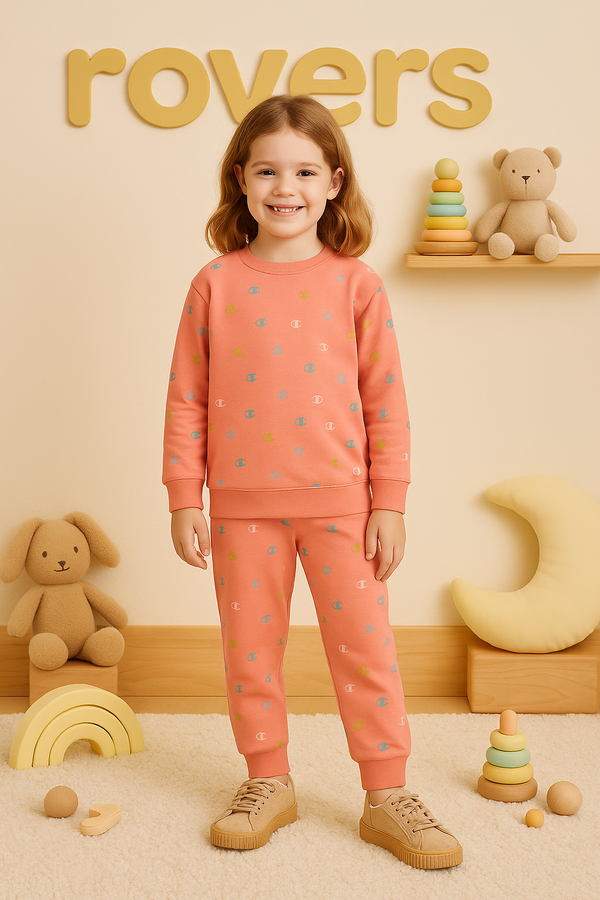 Girls All-Over Printed Fleece Track suit ( 1 Year to 10 Years)
