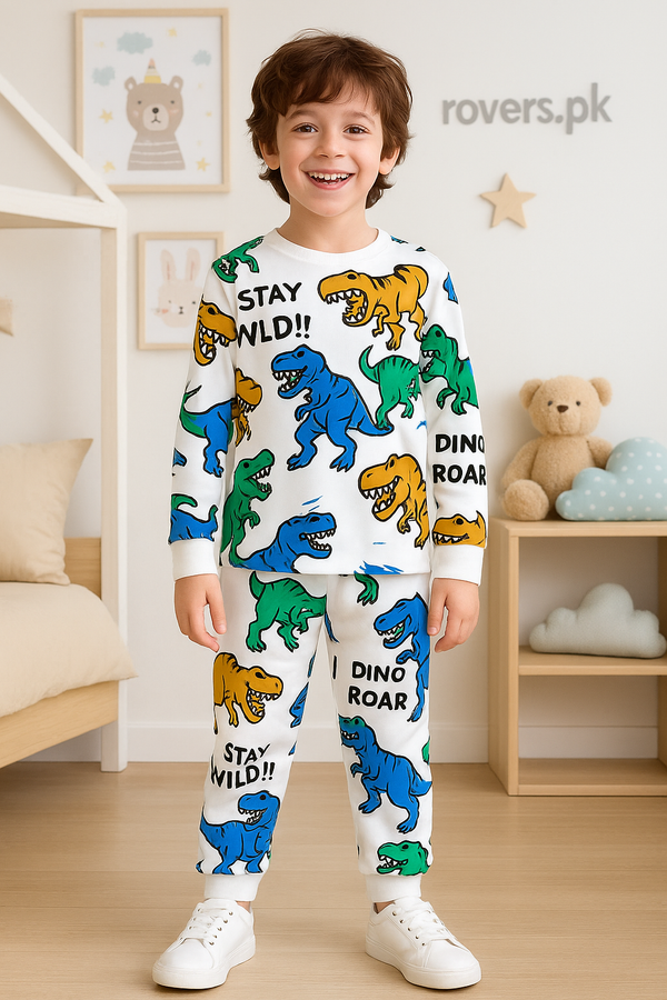 Kids Dino Printed Fleece Track suit ( 1 Year to 10 Years)