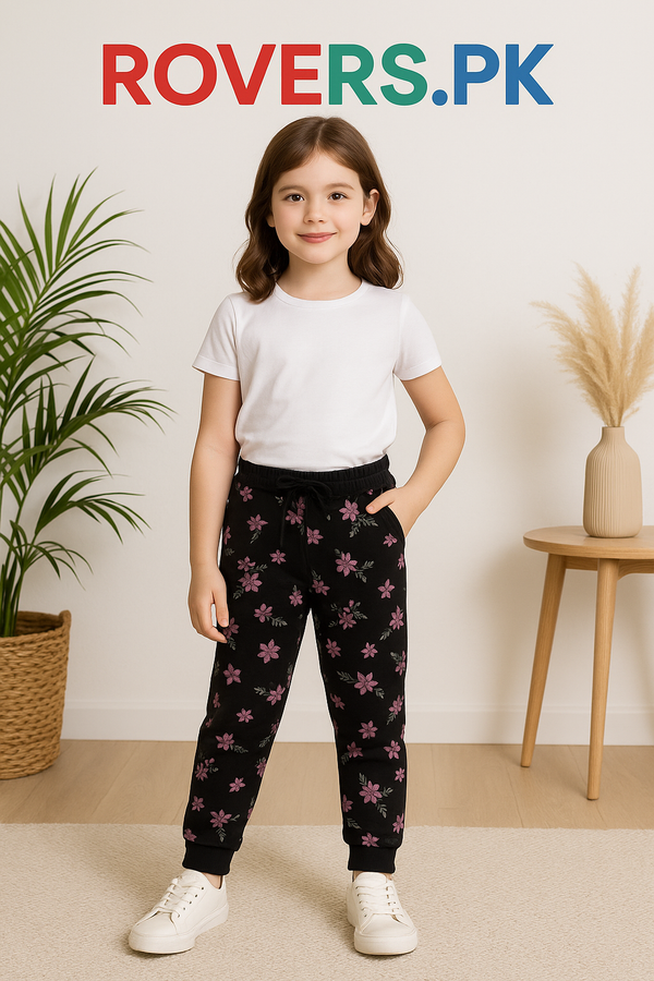 Girls Premium Fleece Printed Jogger Trouser