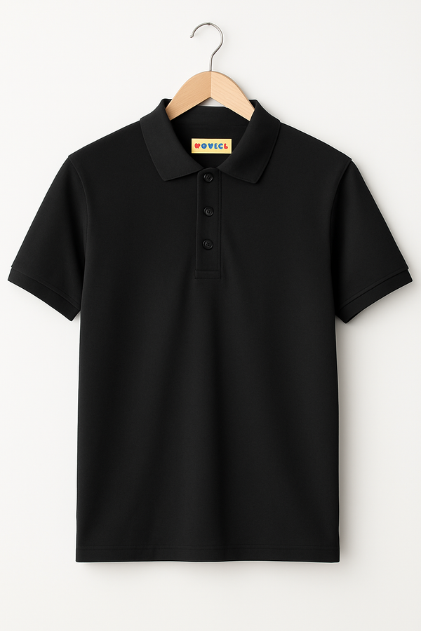 BOYS BLACK  PQ POLO (1-16)Y