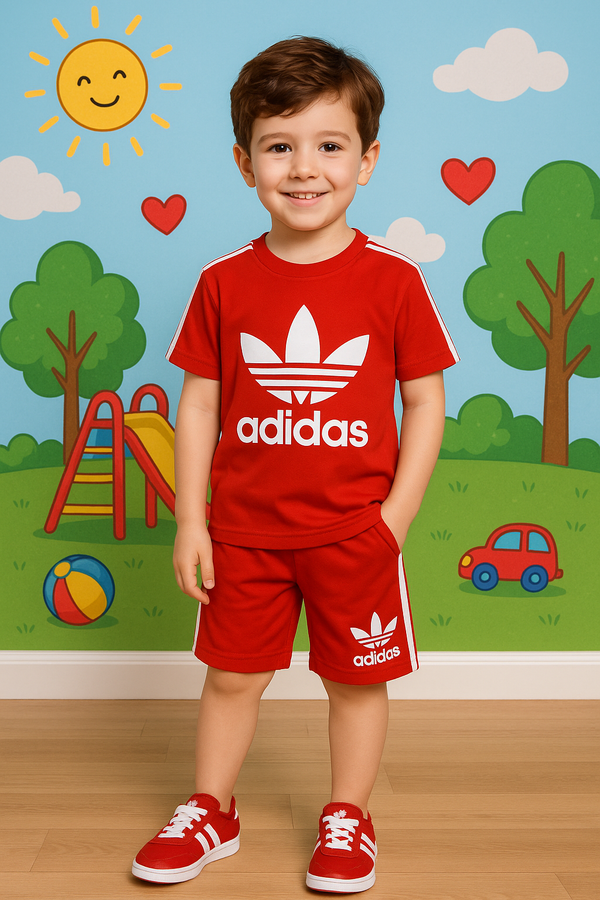 Kids' Adidas Red Sports Set ??Polyester Activewear (1-10)Y
