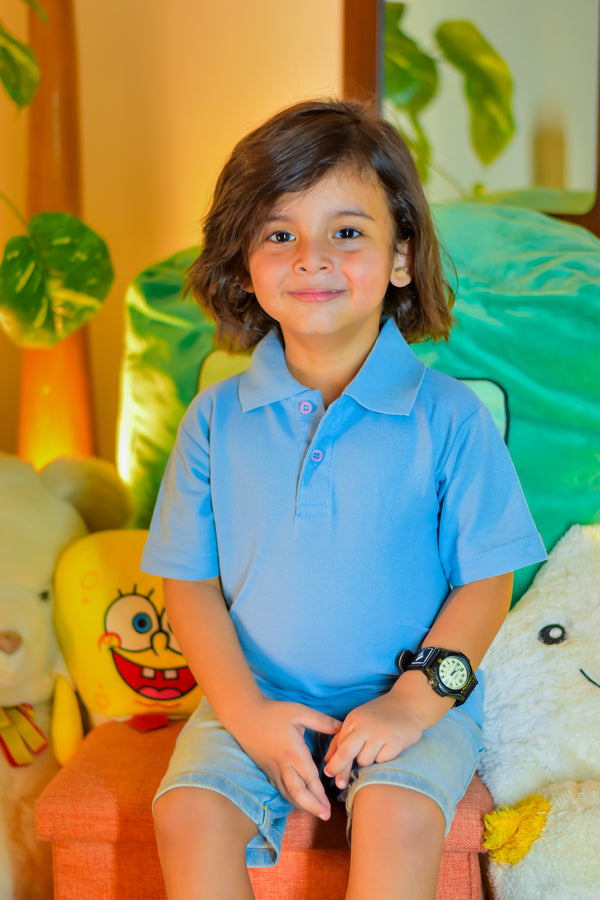 BOYS SKY BLUE PQ POLO (1-16)Y