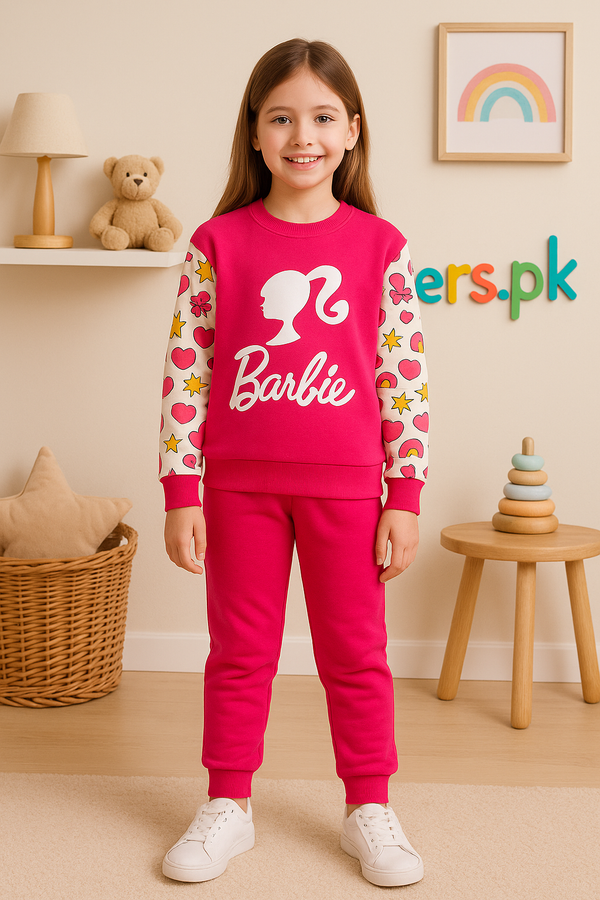 Girls Barbie Printed Fleece Tracksuit (1-10)Y